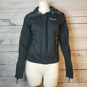 Bench Black Geometric Pattern Jacket with Hoodie